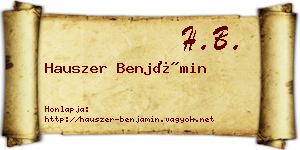Hauszer Benjámin névjegykártya