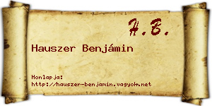 Hauszer Benjámin névjegykártya